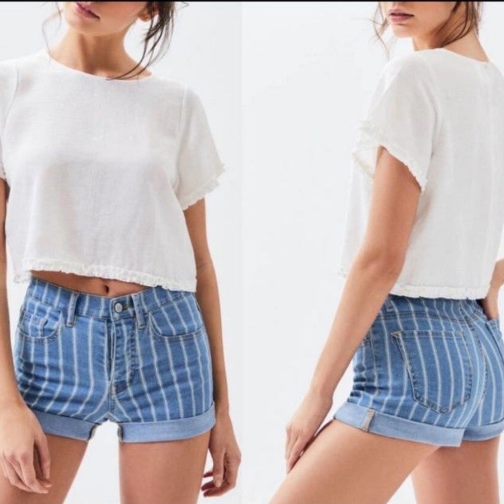 Pacsun Tonal Striped Denim Shortie Shorts